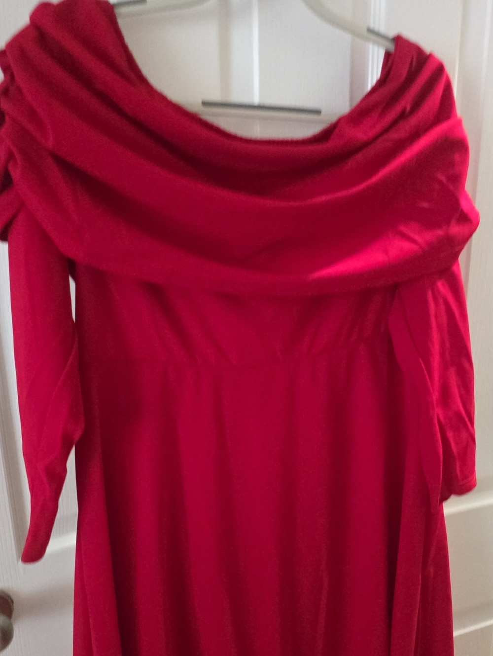 PLUS SIZE -Red Off-Shoulder Midi DRESS